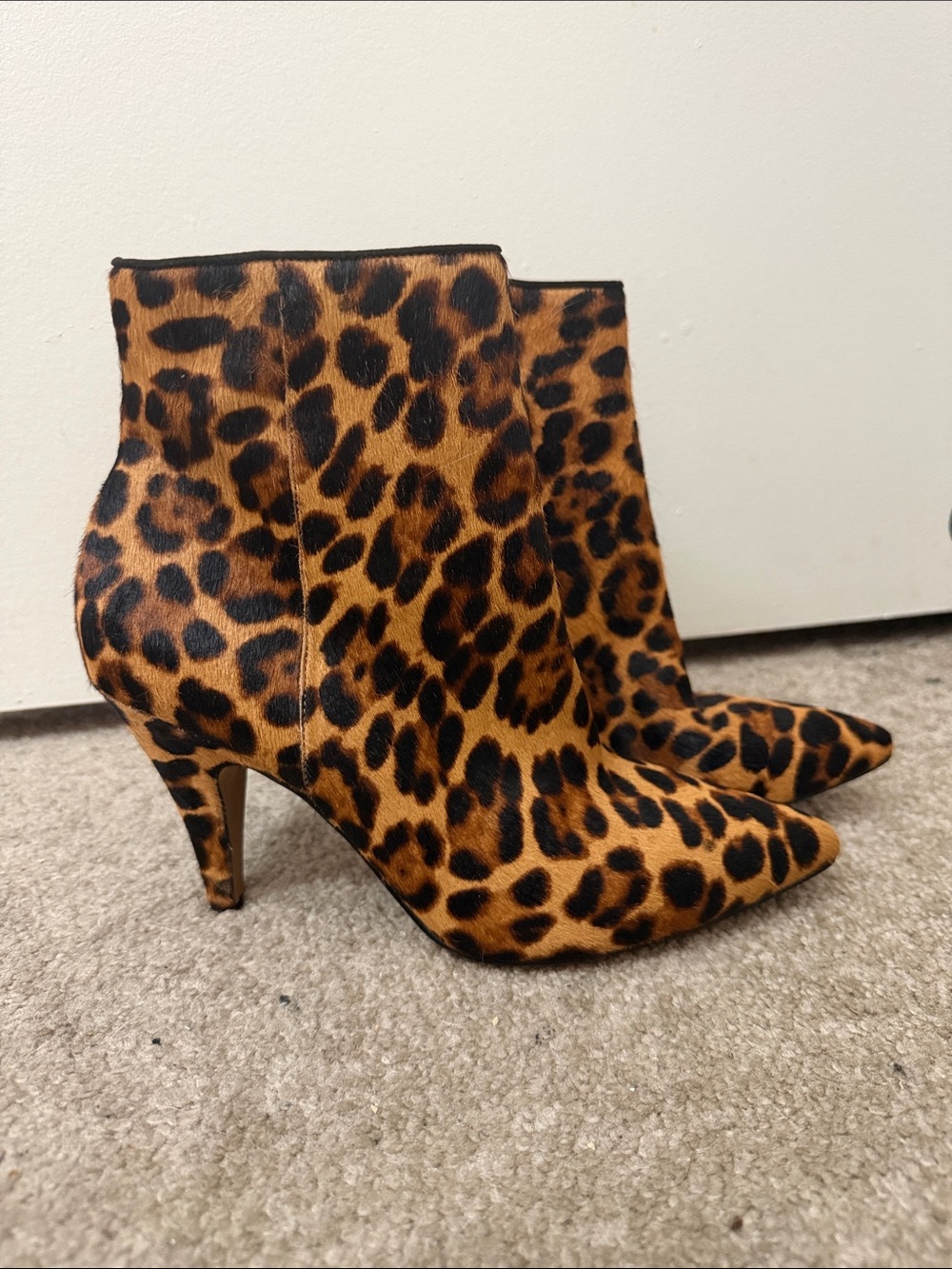 Vince Camuto Leopard Print Pointed Ankle Booties - Brown/Black